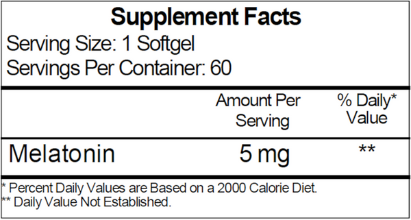 Melatone 5 mg Supplement Facts Label