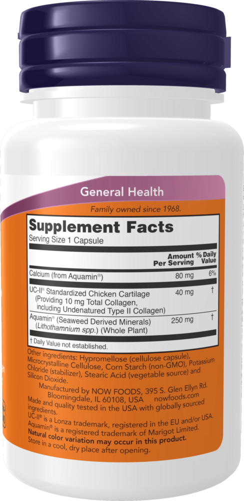 UC-II Type II Collagen 40 mg Supplement Facts Label