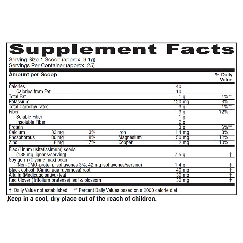 PhytoEstrogen Herbal Supplement Facts Label