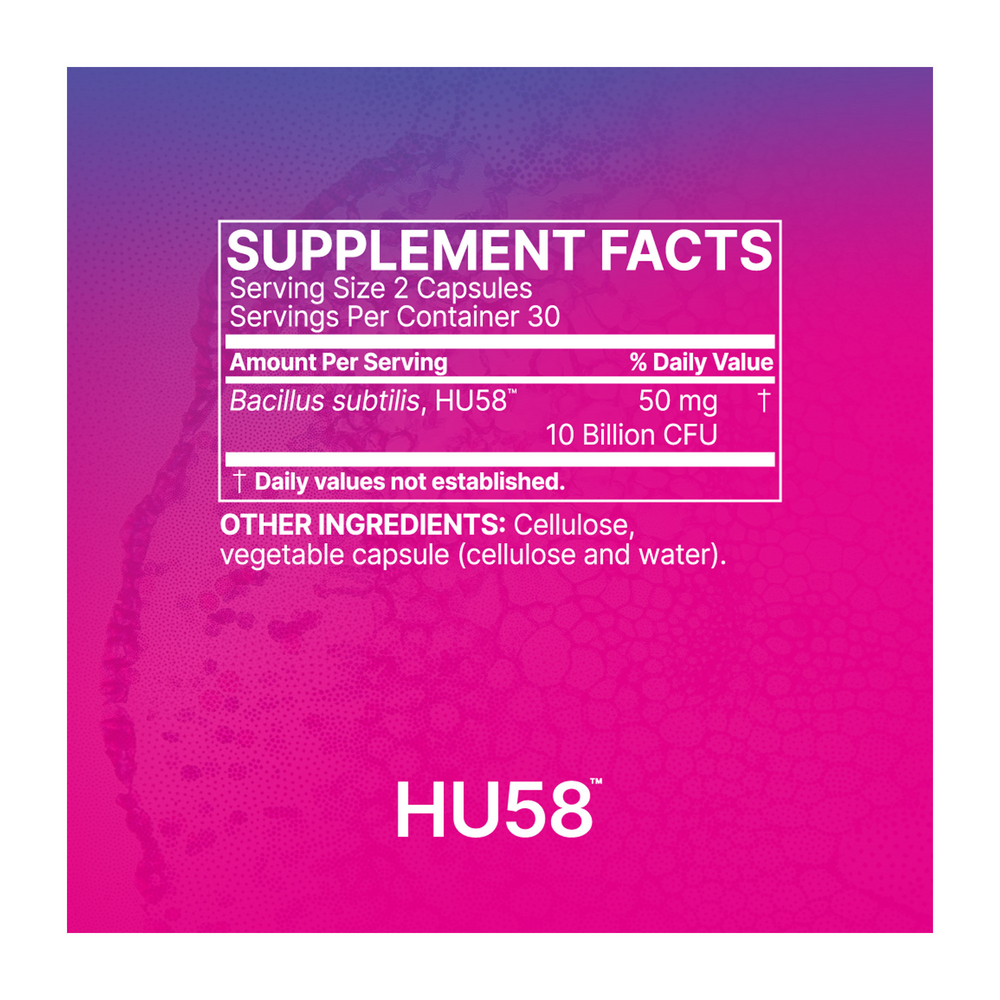 Bacillus subtilis HU58 Supplement Facts Label
