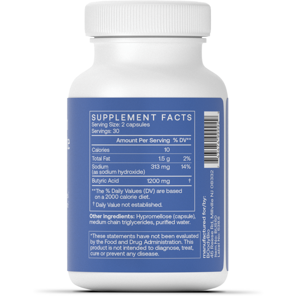 Sodium Butyrate Supplement Facts Label