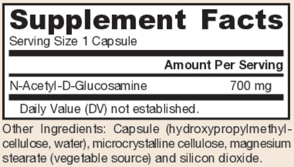 NAG 700mg Supplement Facts Label