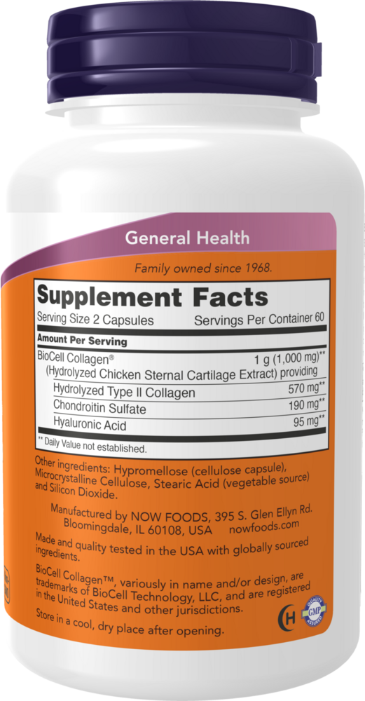 BioCell Collagen Supplement Facts Label