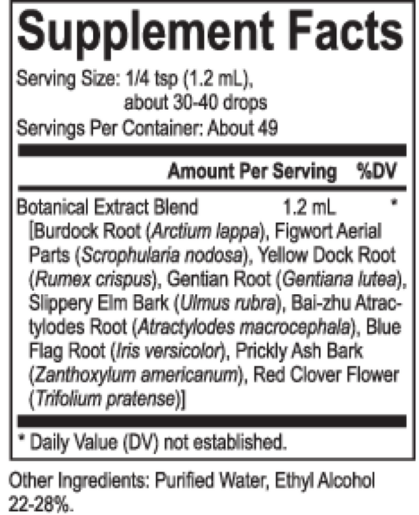 Core Scrofulara Blend Supplement Facts Label