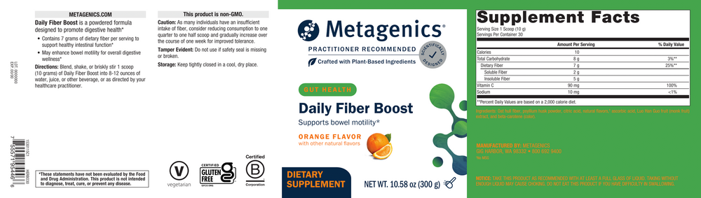 Daily Fiber Boost (formerly Herbulk) Supplement Facts Label