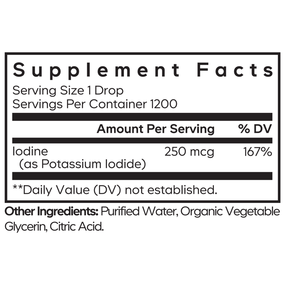 Liquid Iodine USDA Organic Supplement Facts Label