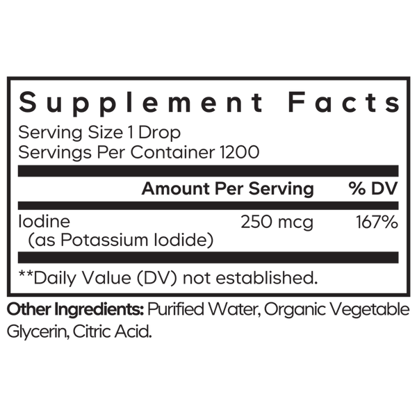 Liquid Iodine USDA Organic Supplement Facts Label