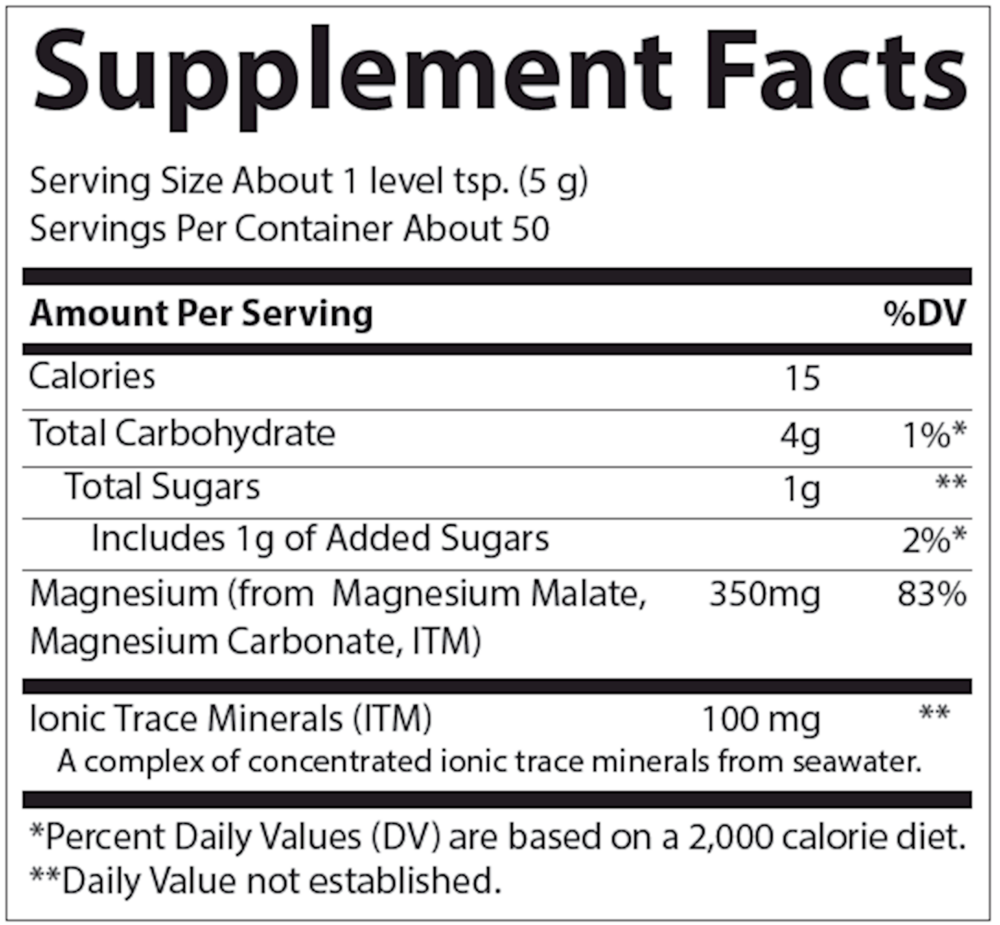 Stress-X Magnesium Lemon-Lime Supplement Facts Label