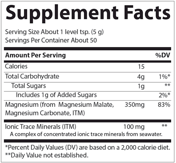 Stress-X Magnesium Lemon-Lime Supplement Facts Label