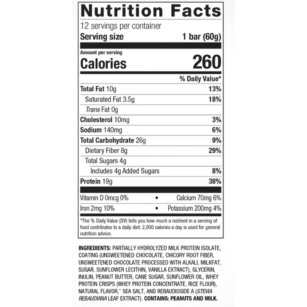 Ultra Protein Peanut Butter Supplement Facts Label