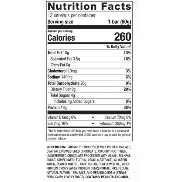 Ultra Protein Peanut Butter Supplement Facts Label