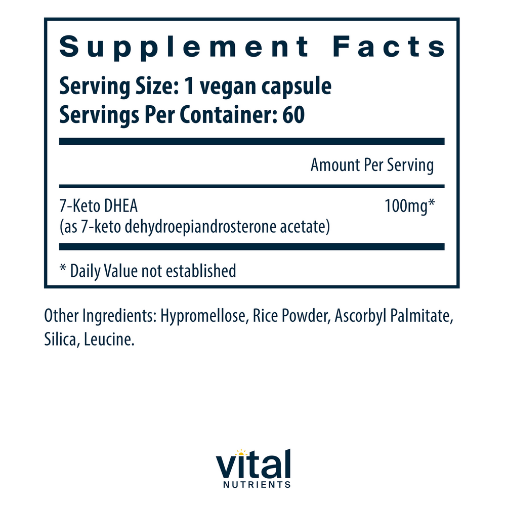 7-Keto DHEA Supplement Facts Label