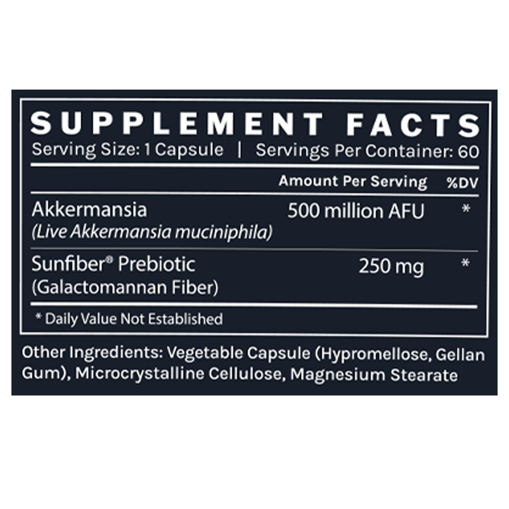 Akkermansia Supplement Facts Label
