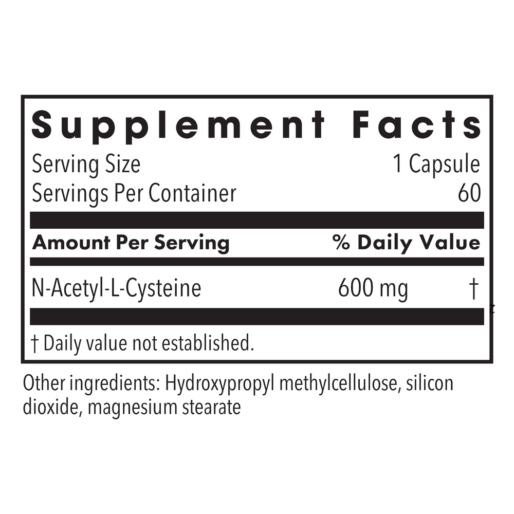 NAC Supplement Facts Label