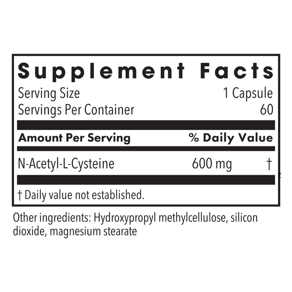 NAC Supplement Facts Label