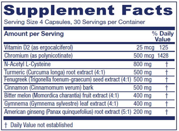 Metabolic Manager Supplement Facts Label