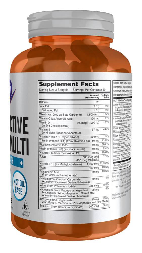 Men's Active Sports Multi Supplement Facts Label