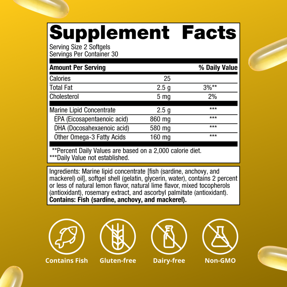 OmegaGenics EPA-DHA 720 Lemon Supplement Facts Label