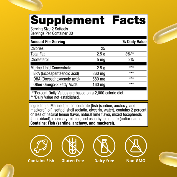OmegaGenics EPA-DHA 720 Lemon Supplement Facts Label