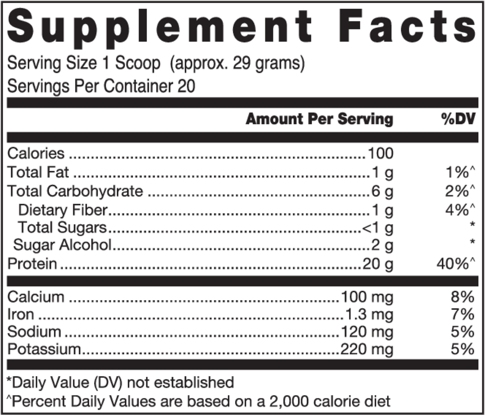 Klean Isolate Natural Chocolate 580g Supplement Facts Label
