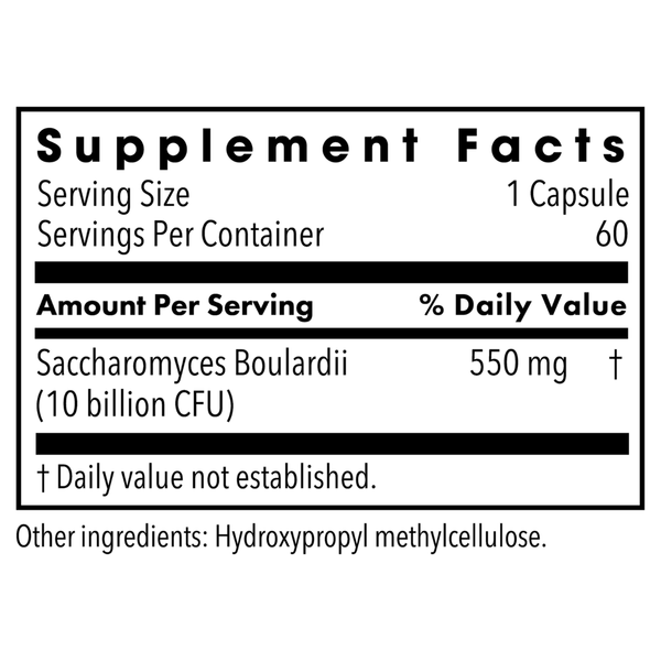 Saccharomyces Boulardii 10 Billion Supplement Facts Label