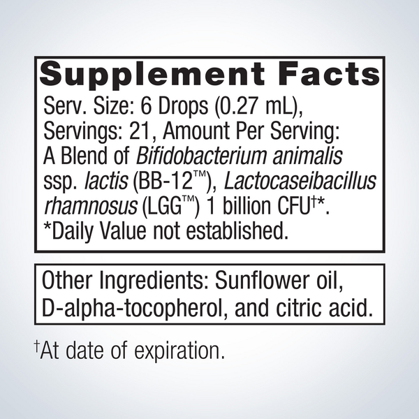 UltraFlora Baby Probiotic Supplement Facts Label