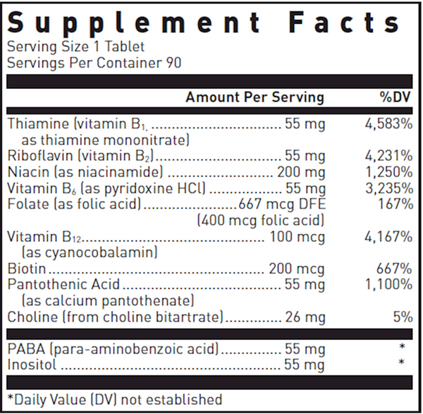 Stress-B-Plus Supplement Facts Label