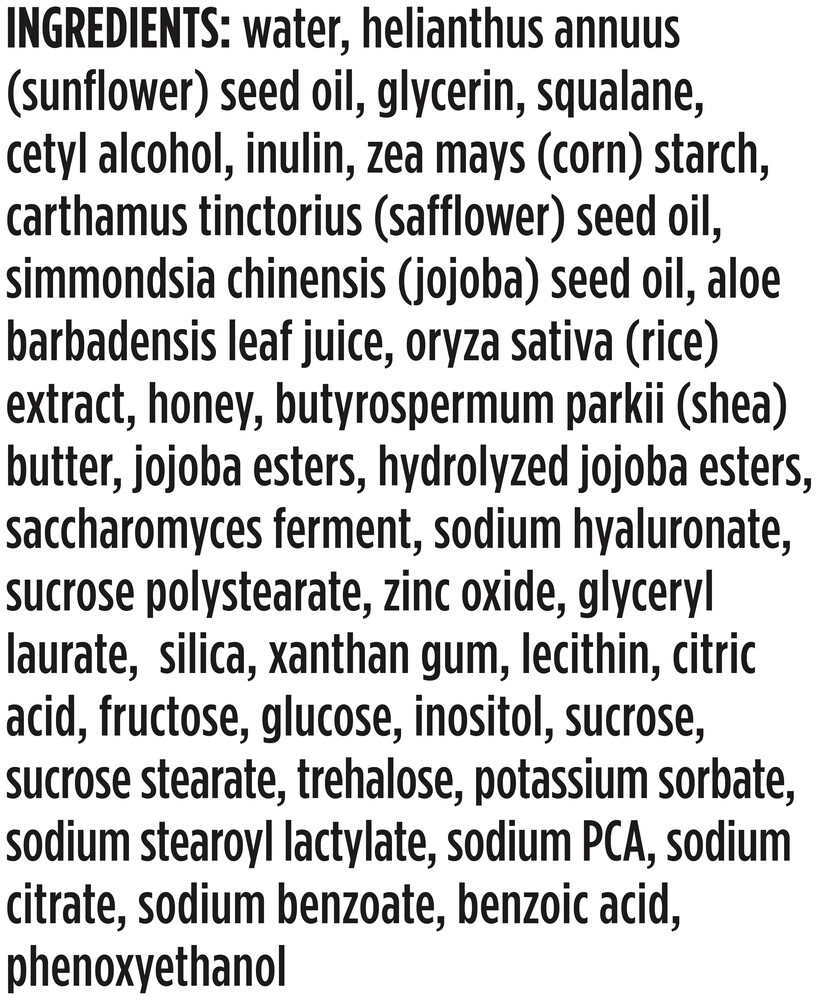 Sensitive Day Cream Supplement Facts Label