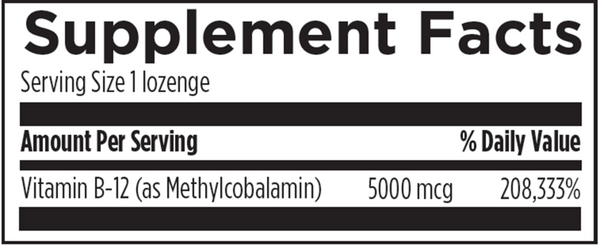 Vitamin B12 Lozenges Supplement Facts Label