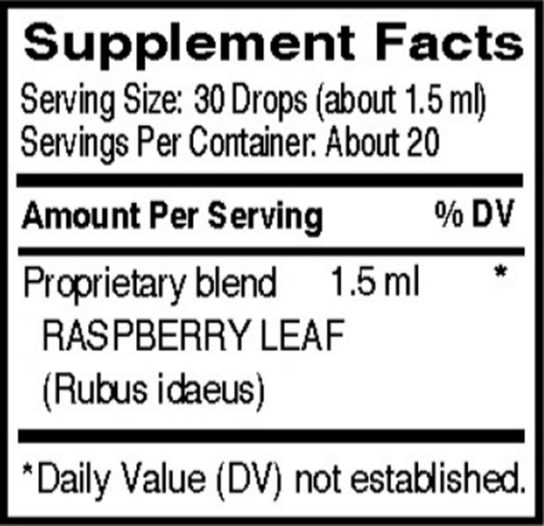 Red Raspberry Supplement Facts Label