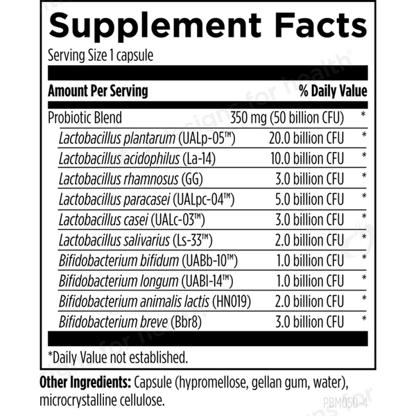 ProbioMed 50 Supplement Facts Label