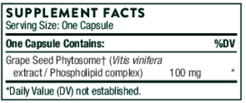 Grape Seed Extract (formerly O.P.C.-100) Supplement Facts Label