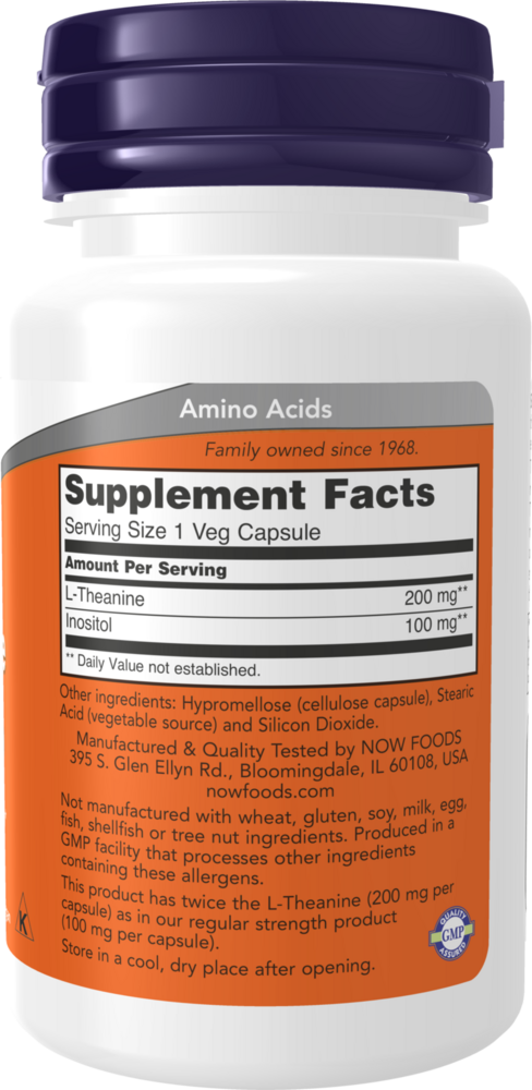 L-Theanine 200 mg Supplement Facts Label