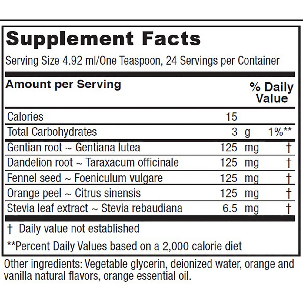 Bitters Tonic Supplement Facts Label