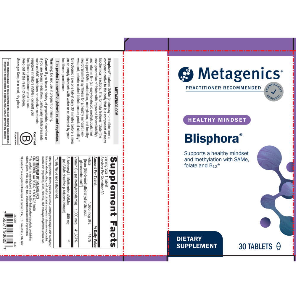 Blisphora Supplement Facts Label