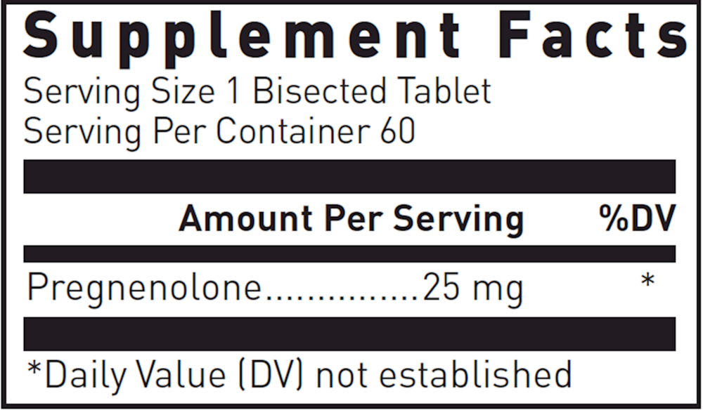 Pregnenolone (25 mg) Supplement Facts Label