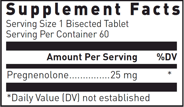 Pregnenolone (25 mg) Supplement Facts Label
