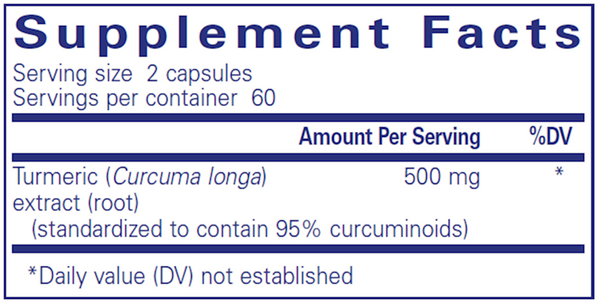Curcumin 60 Count Supplement Facts Label