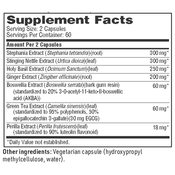 InflammoHealth Supplement Facts Label