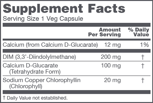 DIM 200 Plus CDG 100 Supplement Facts Label