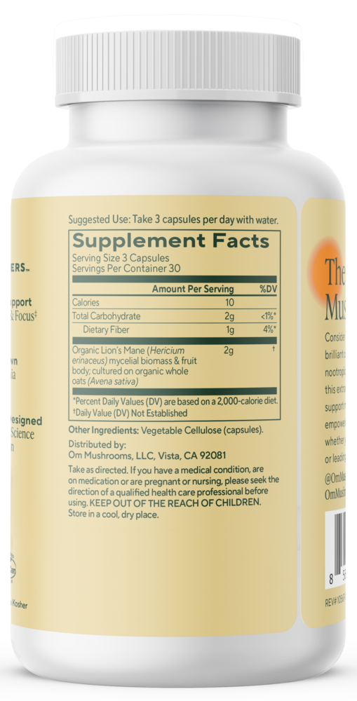 Lion's Mane Capsules Supplement Facts Label