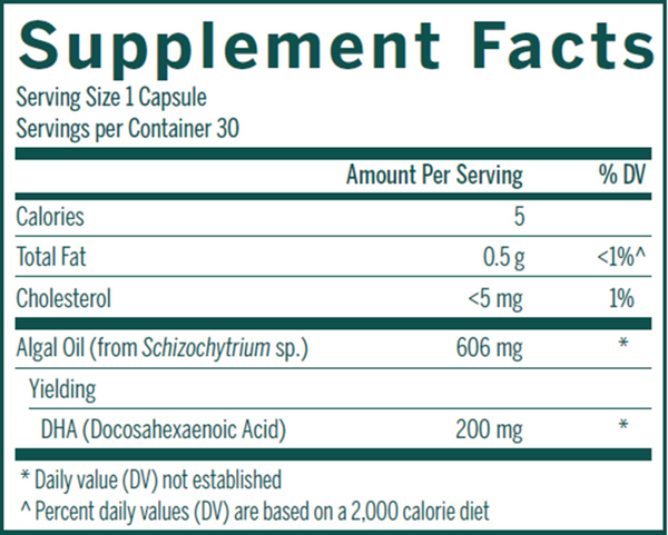 Super Neurogen DHA Supplement Facts Label