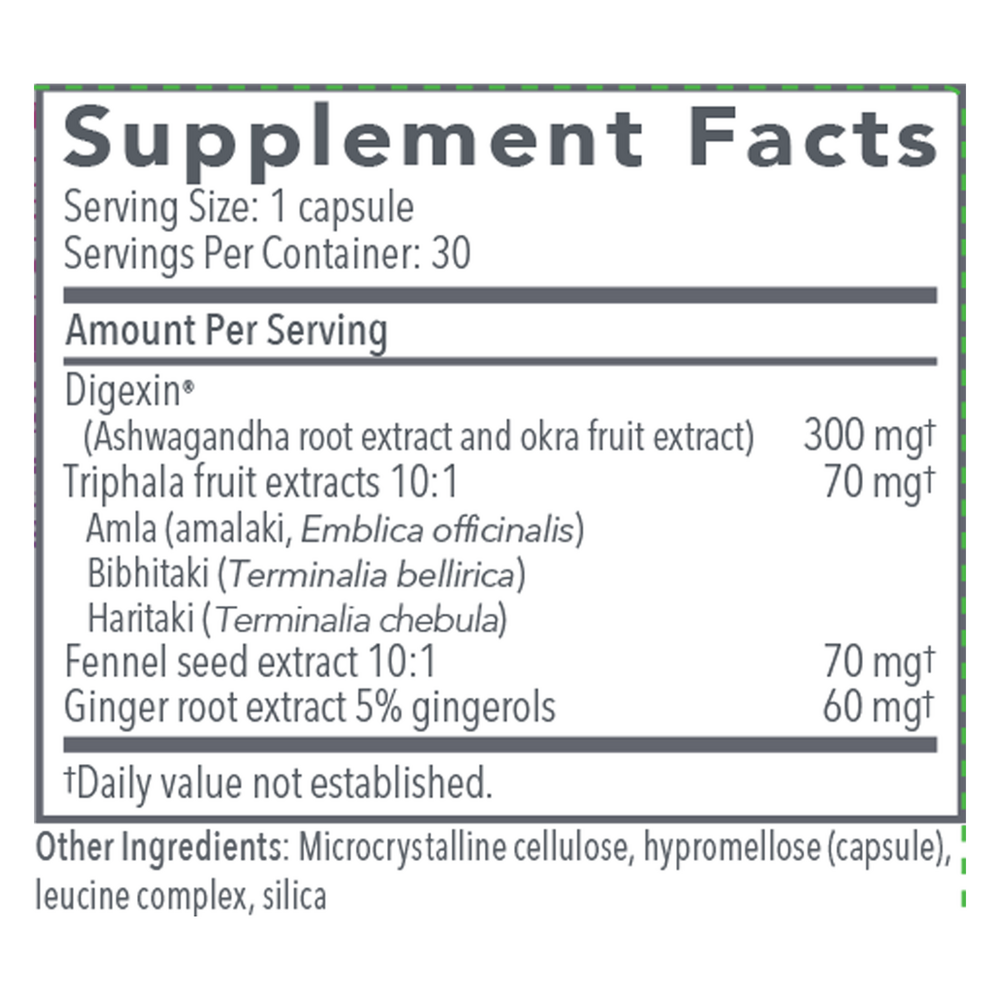 Motility Assist Supplement Facts Label