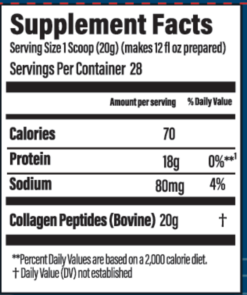 Collagen Protein Supplement Facts Label