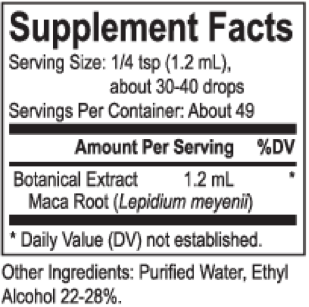 Core Maca Gold Supplement Facts Label