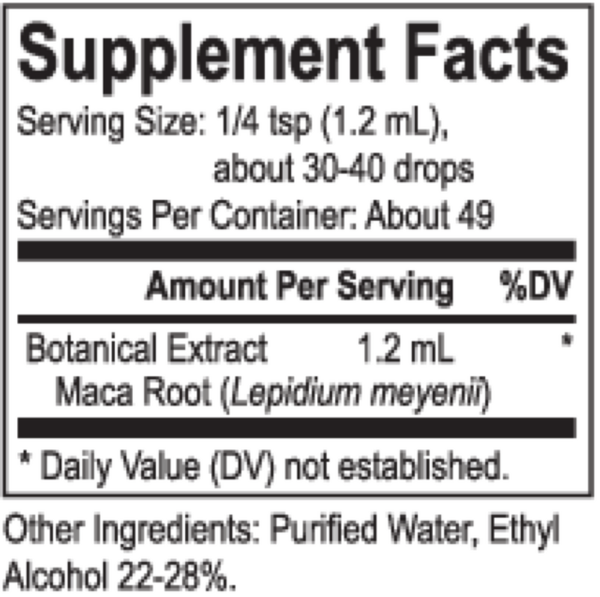 Core Maca Gold Supplement Facts Label