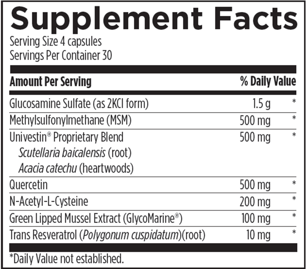 ArthroSoothe™ Supreme Supplement Facts Label