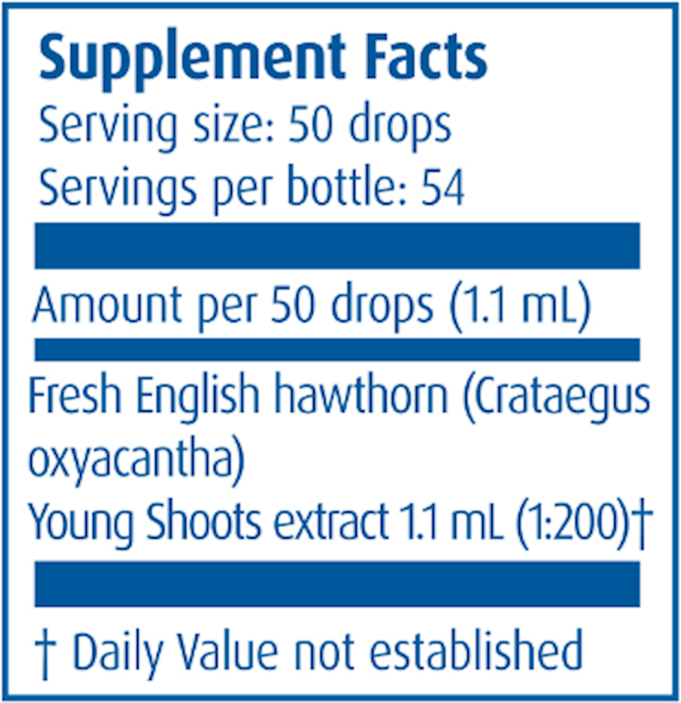Gemmo English Hawthorne Young Shoots Supplement Facts Label