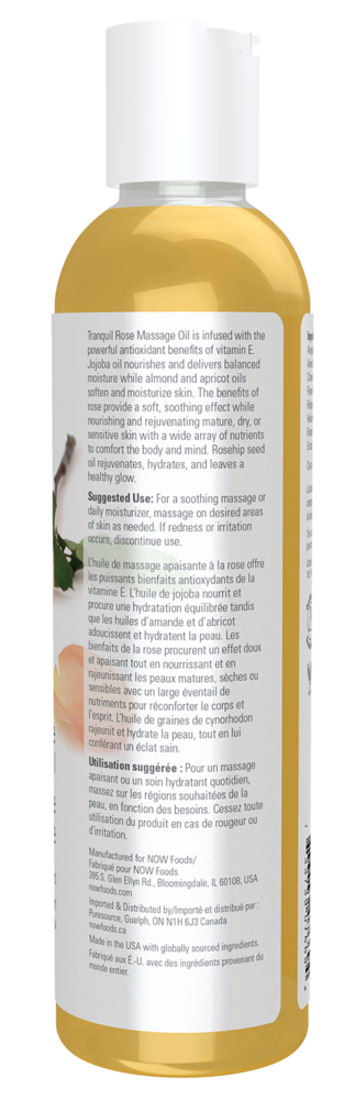 Tranquil Rose Massage Oil Supplement Facts Label