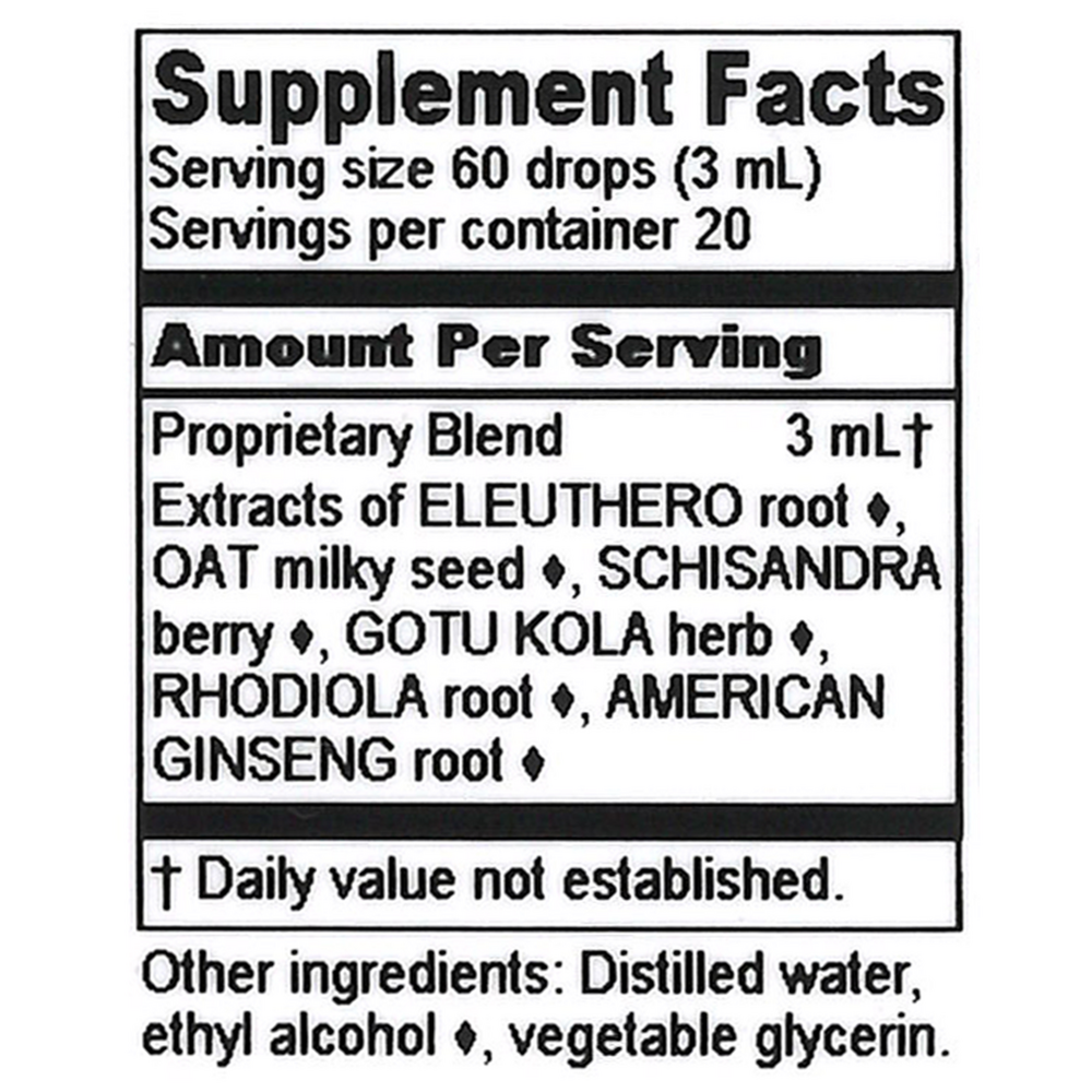 Daily Adapt Supplement Facts Label